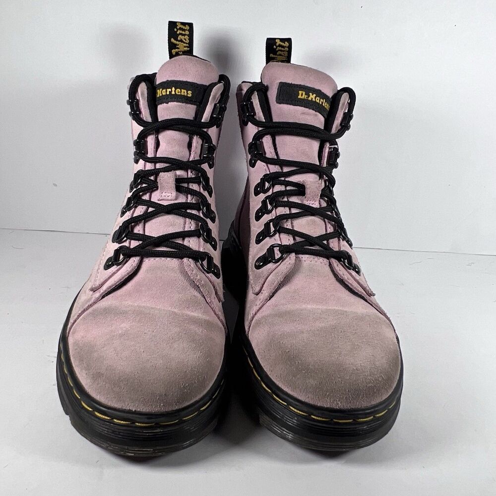 Dr Doc Martens Combs Pink Suede Lace Up Combat Style Hiking Boots Women's Size 6 - Picture 2 of 8
